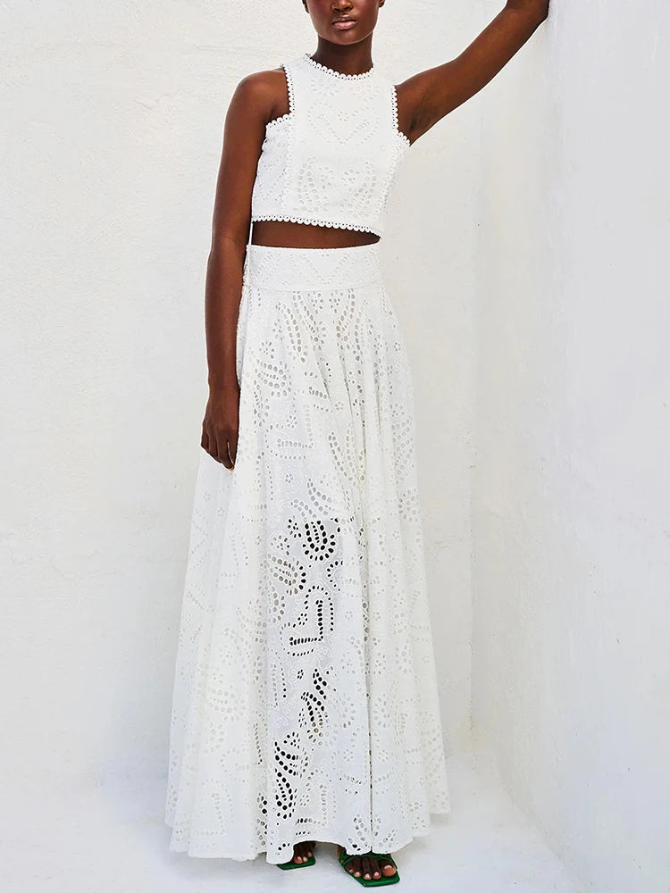 Sandra - Ensemble deux pièces Crop-Top et Jupe longue