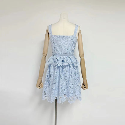 Magalie - Robe Courte à Volant En Dentelle Richelieu