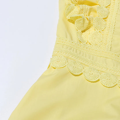 Timeless Richelieu Lace Ruffle Dress – Elegant Summer Midi for Women