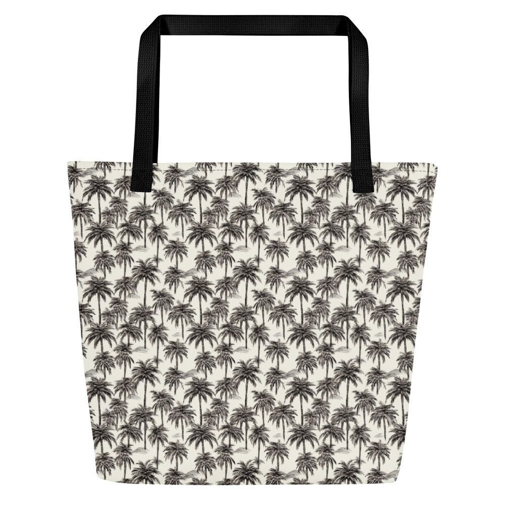 Black And White Palm Tree Brazil Large Tote Bag