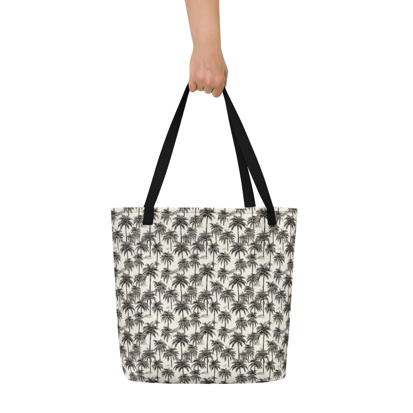 Black And White Palm Tree Brazil Large Tote Bag