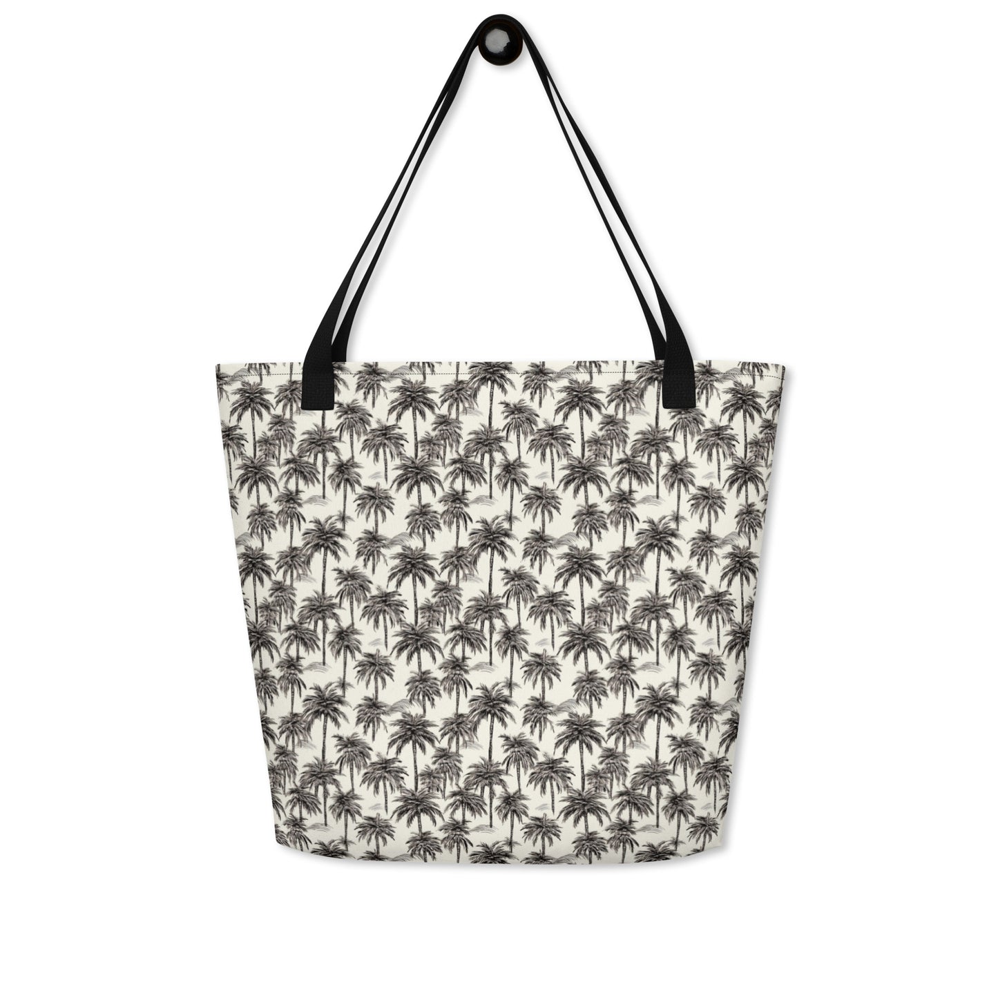 Black And White Palm Tree Brazil Large Tote Bag