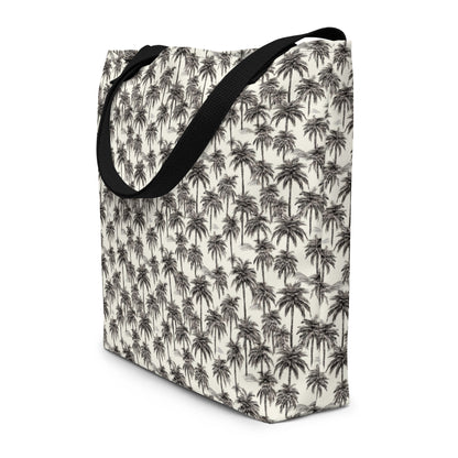 Black And White Palm Tree Brazil Large Tote Bag