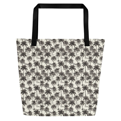 Black And White Palm Tree Brazil Large Tote Bag