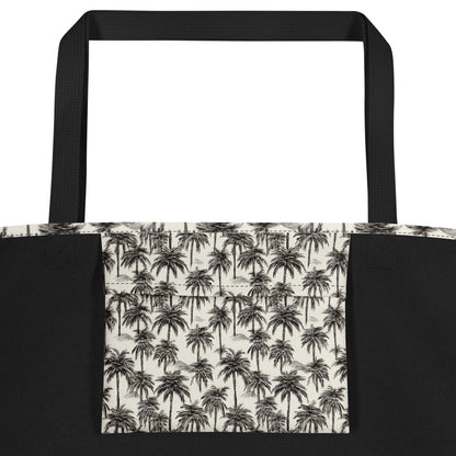 Black And White Palm Tree Brazil Large Tote Bag