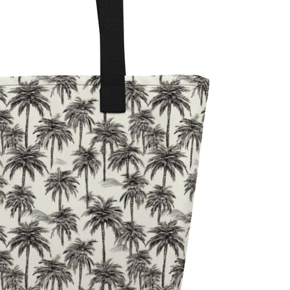 Black And White Palm Tree Brazil Large Tote Bag