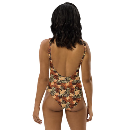 Brown Tiger Animal Print One-Piece Swimsuit