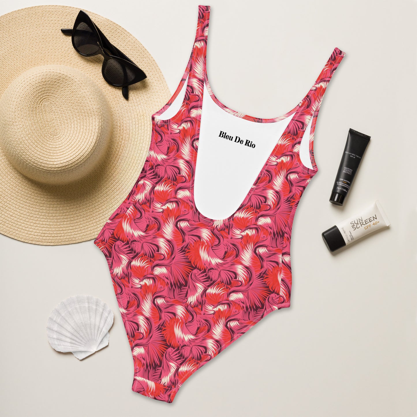 Pink And Red Flamingo Animal Print One-Piece Swimsuit