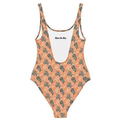 Black And Orange Tiger Animal Print One-Piece Swimsuit