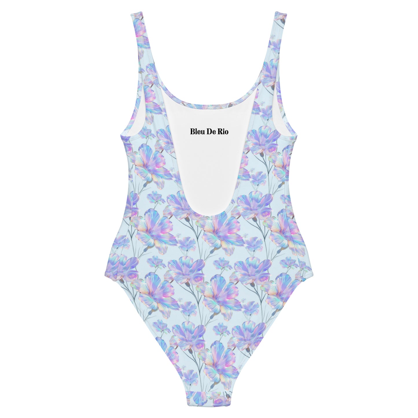 Holographic Blue Hibicus One-Piece Swimsuit