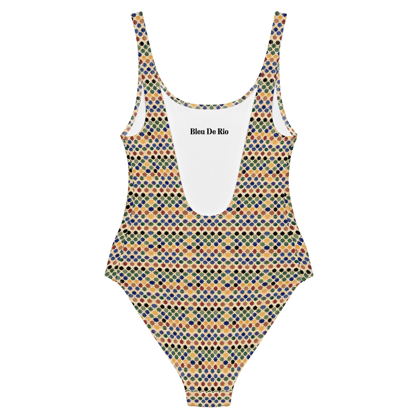 Moroccan Green and Yellow Mosaic Tiles Print One-Piece Swimsuit