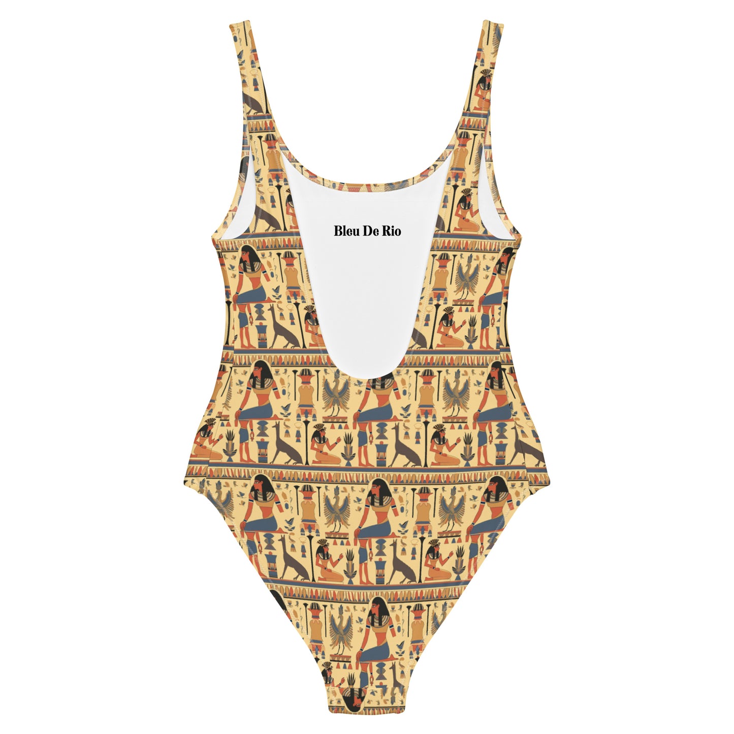 Egyptian Biege and Blue Print One-Piece Swimsuit