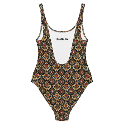 Jainism Red and Yellow Print One-Piece Swimsuit