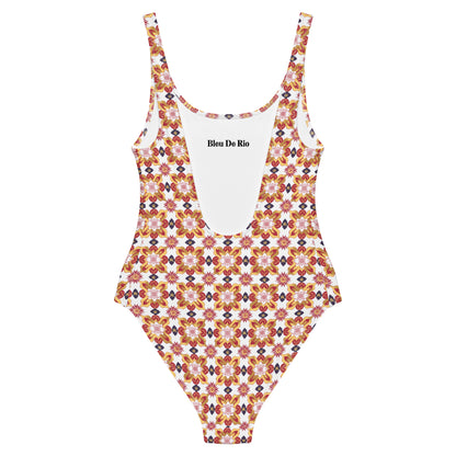 Jainism White and Red Print One-Piece Swimsuit