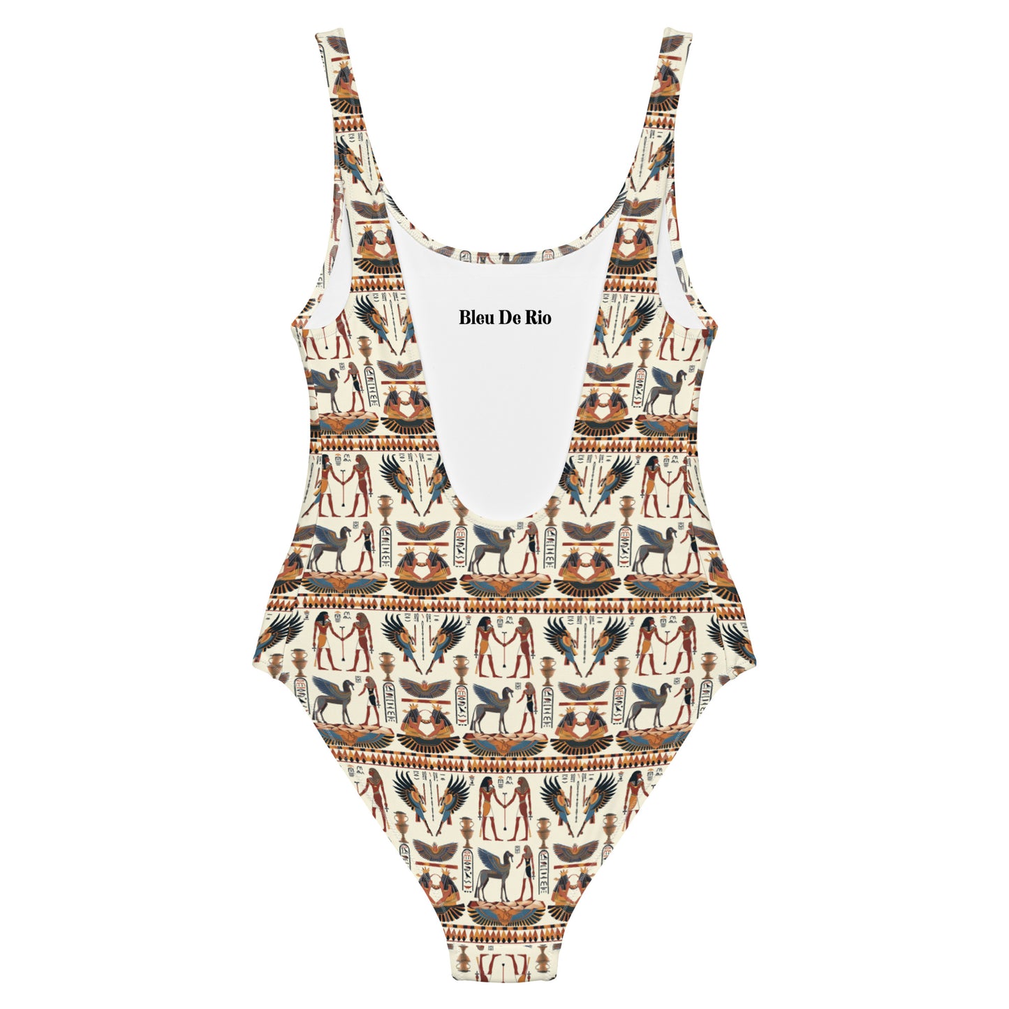 Egyptian Beige and Brown Print One-Piece Swimsuit