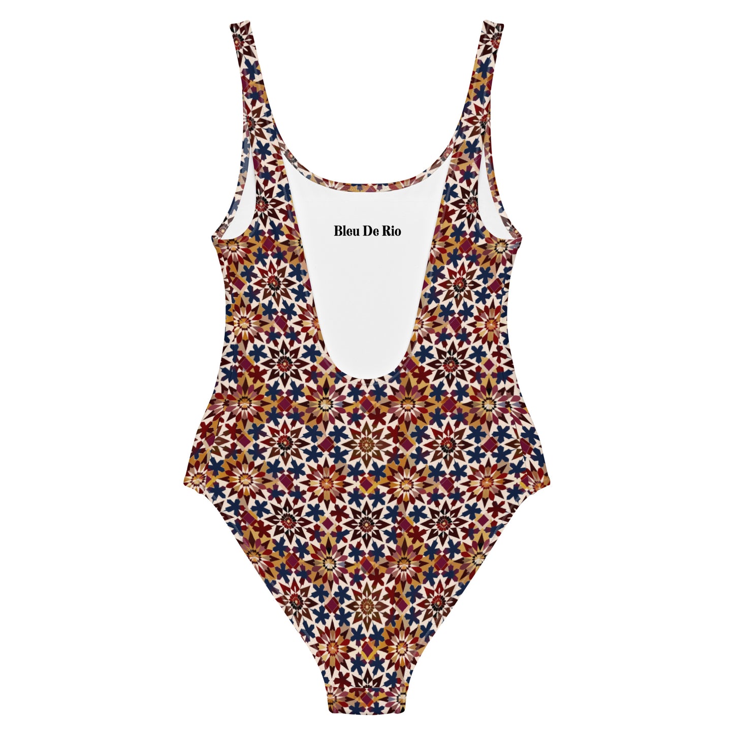 Moroccan Burgundy Tile Print One-Piece Swimsuit