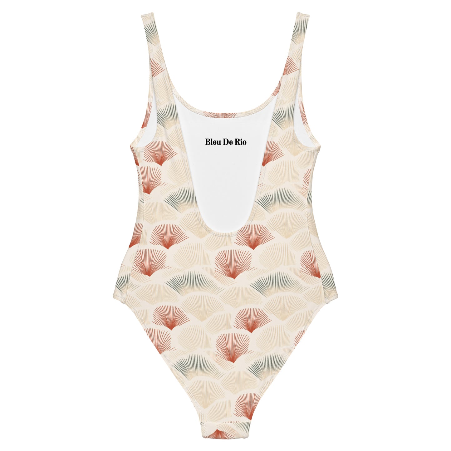 Japanese Red and Beige Fish Skin Print One-Piece Swimsuit