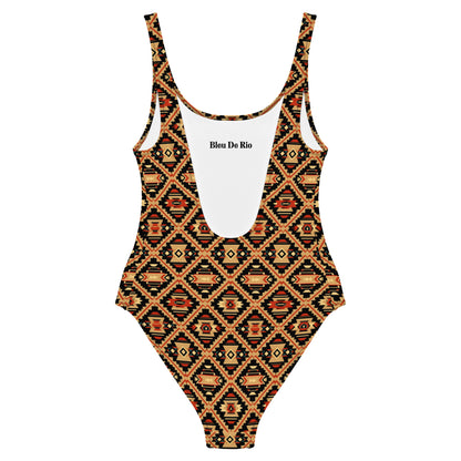 Native America Red and Black Print One-Piece Swimsuit