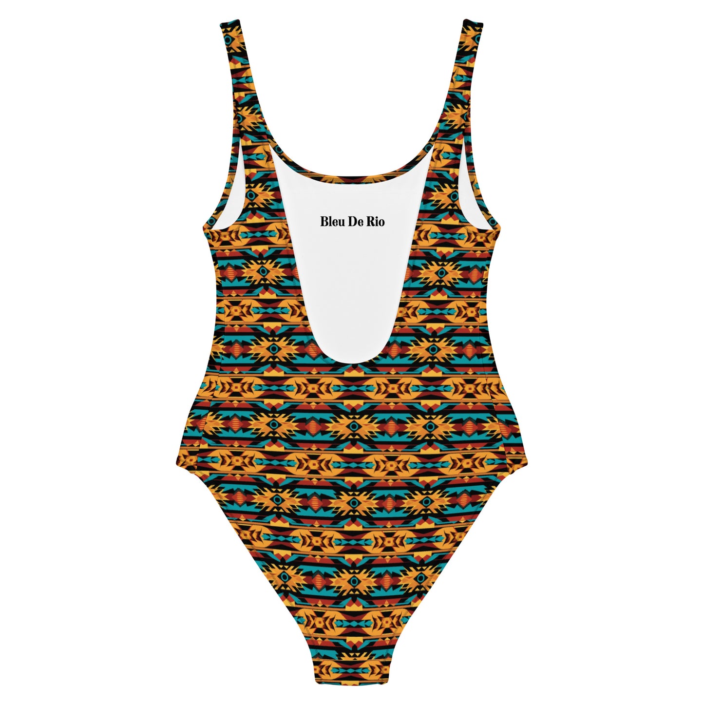 Native American Orange And Blue Print One-Piece Swimsuit