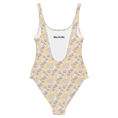 Japanese Delicate Purple Pastel Orchid Spring One-Piece Swimsuit