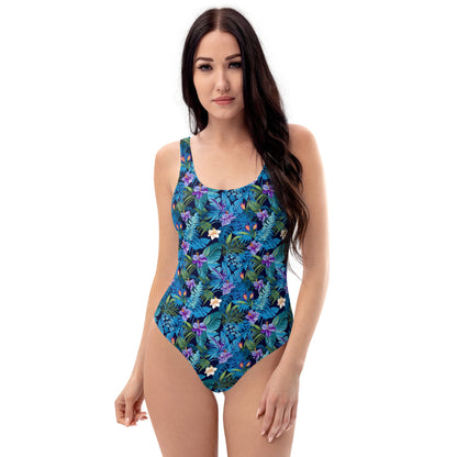 Dark Blue Night Jungle One-Piece Swimsuit