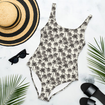 Black And White Palm Tree Brazil One-Piece Swimsuit