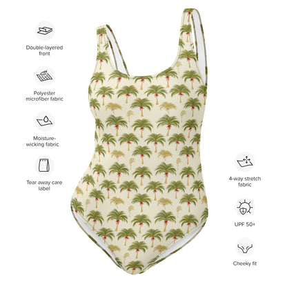 Vintage Palm Tree Brazil One-Piece Swimsuit