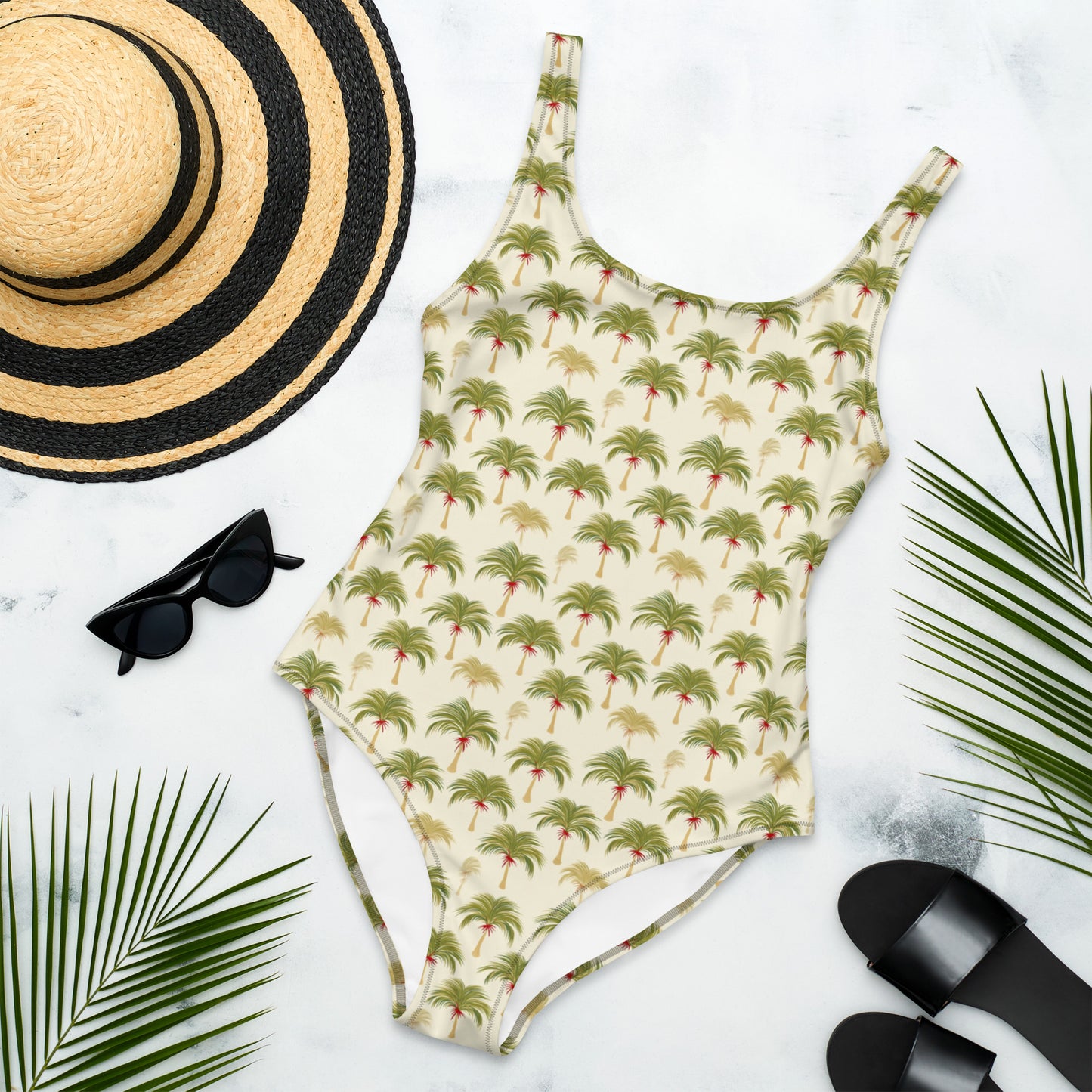 Vintage Palm Tree Brazil One-Piece Swimsuit