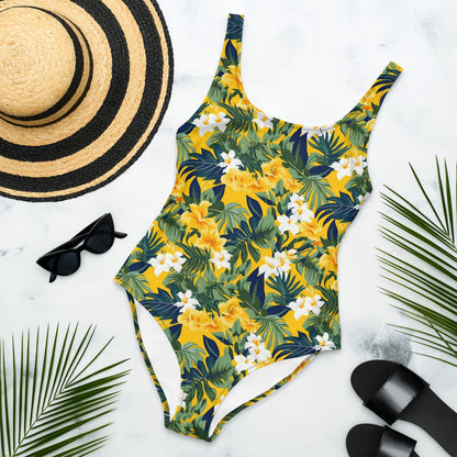 Yellow Flowers Jungle One-Piece Swimsuit