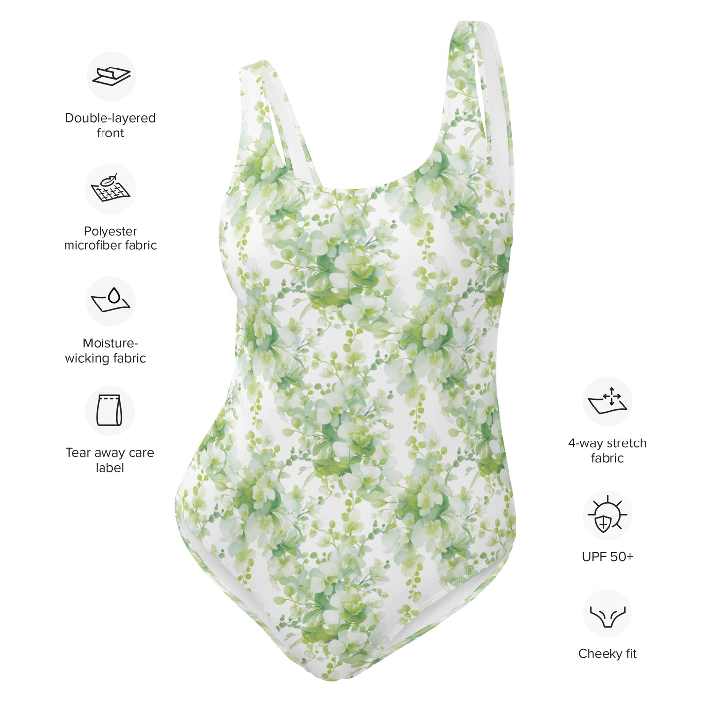 Spring Green Japanese Garden One-Piece Swimsuit