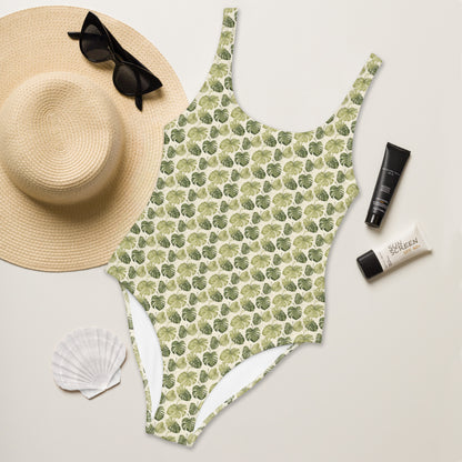 Vintage Monstera Jungle One-Piece Swimsuit