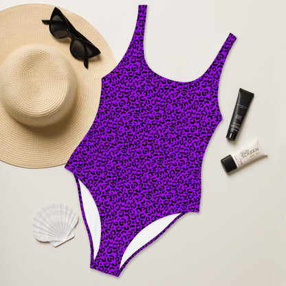 Purple Leopard Animal Print One-Piece Swimsuit