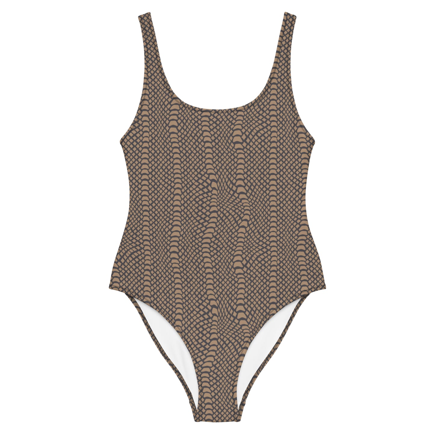 Brown Skin Snake Animal Print One-Piece Swimsuit