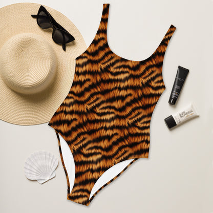 Tiger Fur Animal Print One-Piece Swimsuit