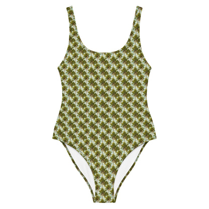 Brazil Spring Coconut Tree Print One-Piece Swimsuit