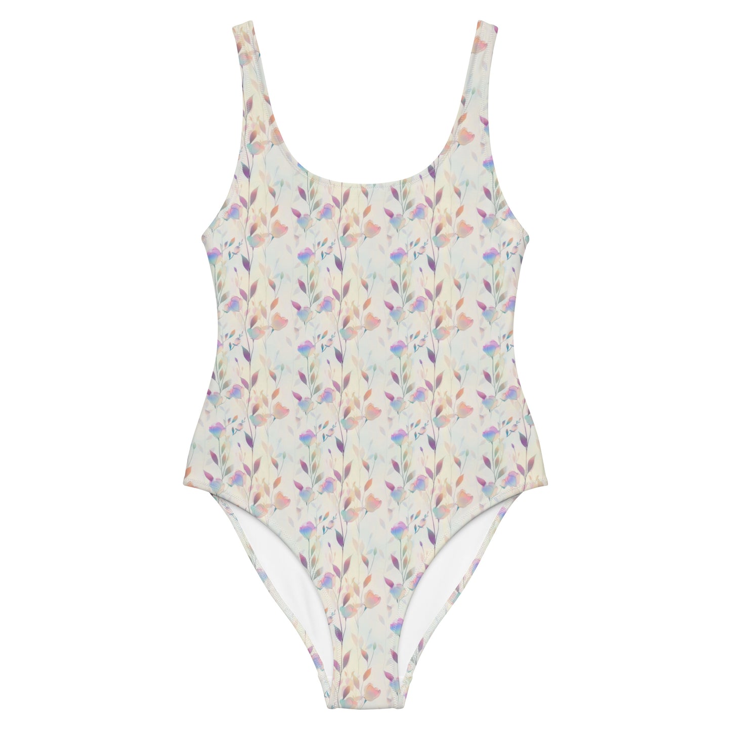 Holographic Pastel Roses One-Piece Swimsuit