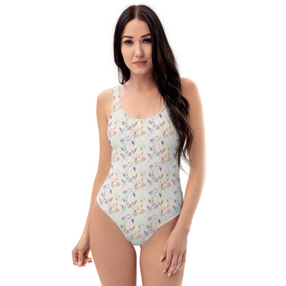 Holographic Pastel Roses One-Piece Swimsuit