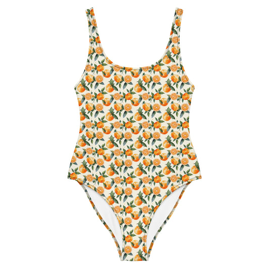 Watercolor Orange Juice Fruit One-Piece Swimsuit