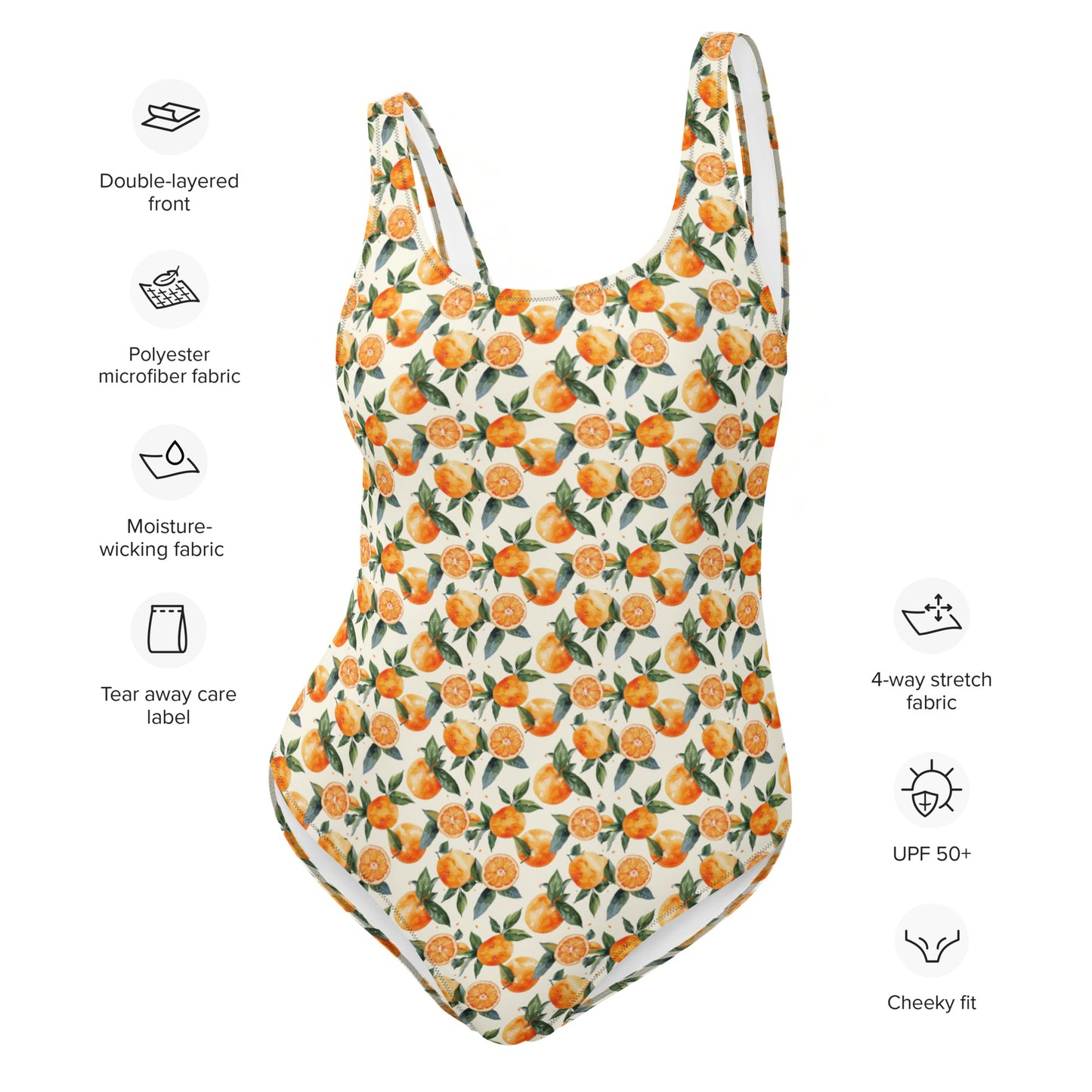 Watercolor Orange Juice Fruit One-Piece Swimsuit