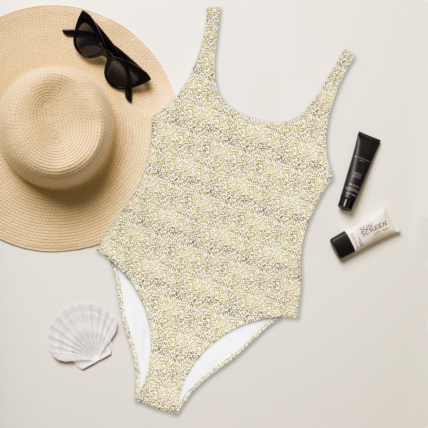 Chic Leopard Animal Print One-Piece Swimsuit