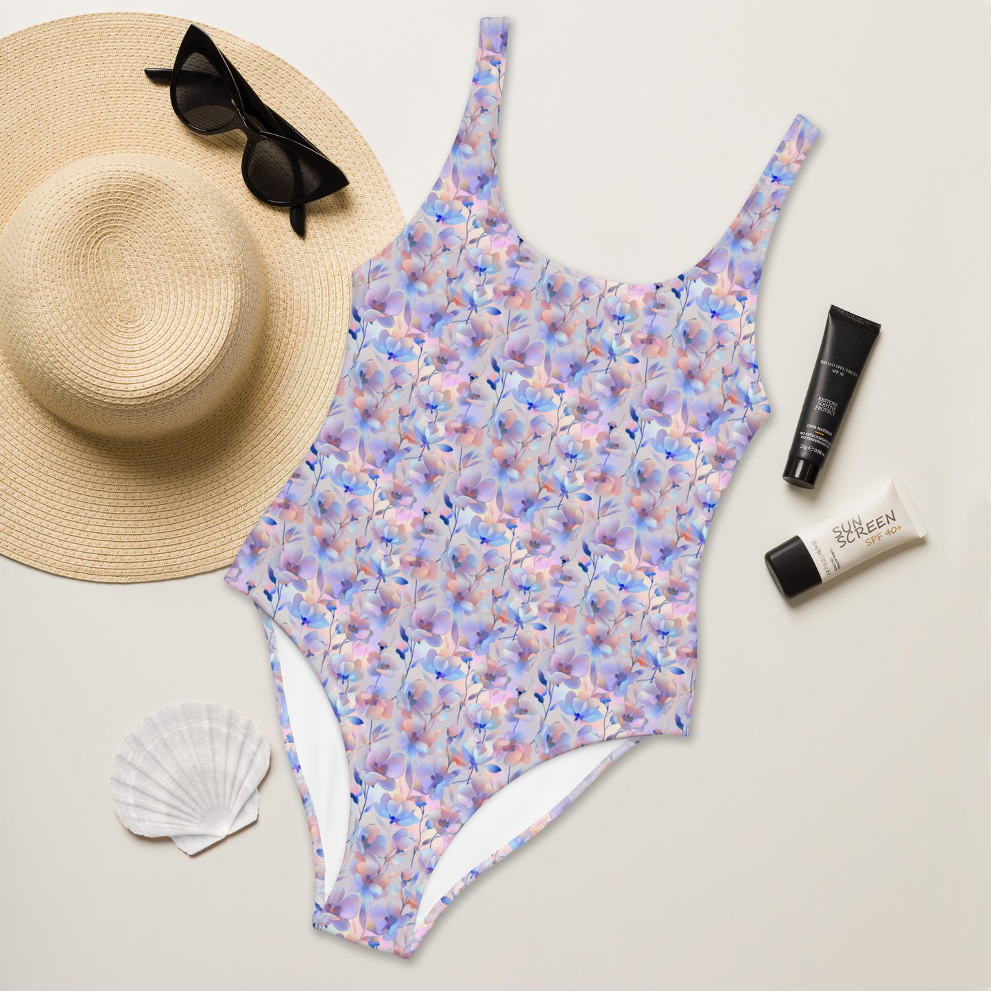 Holographic Fairy Flowers One-Piece Swimsuit