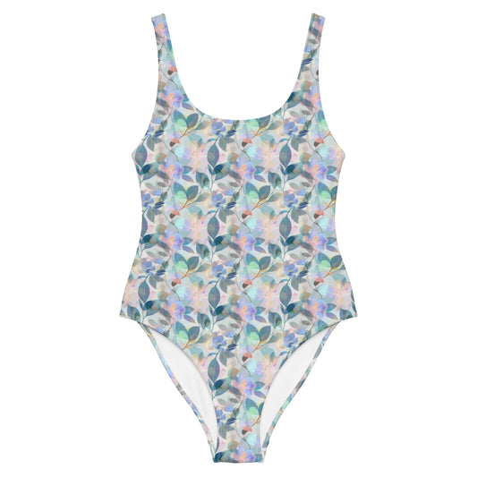 Holographic Green Plants One-Piece Swimsuit