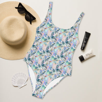 Holographic Green Plants One-Piece Swimsuit