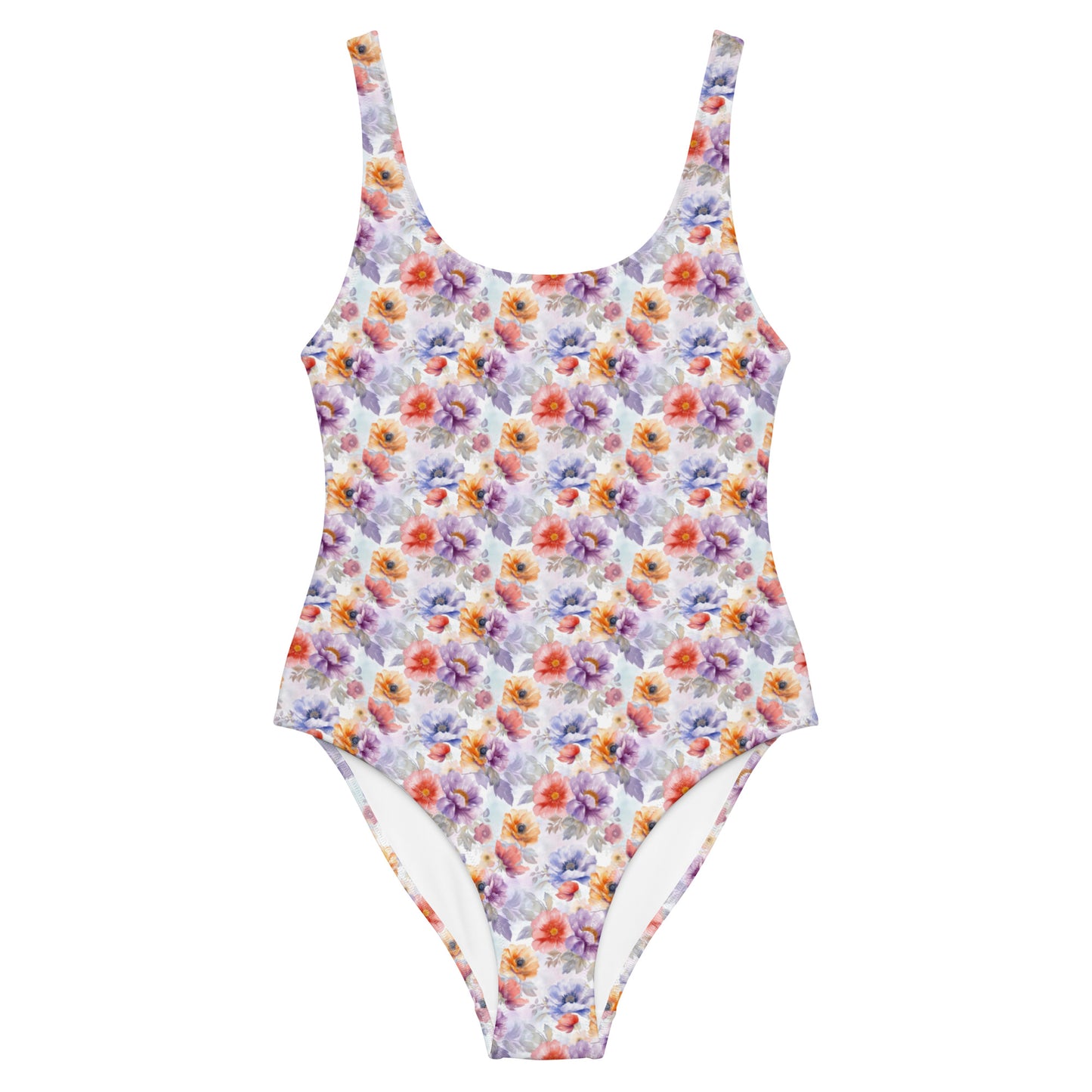 Watercolor Purple Garden One-Piece Swimsuit