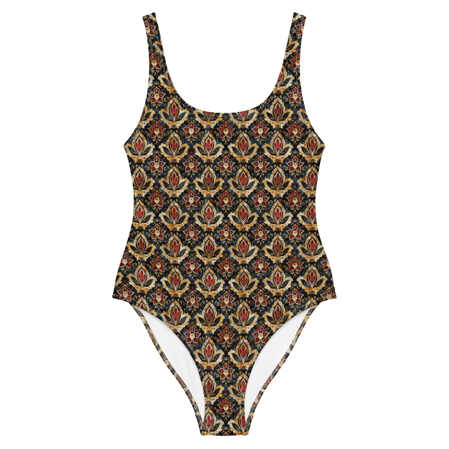 Jainism Red and Yellow Print One-Piece Swimsuit