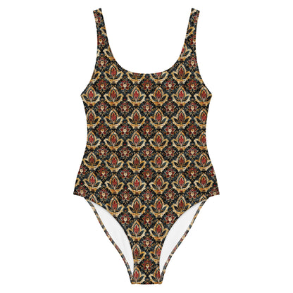 Jainism Red and Yellow Print One-Piece Swimsuit