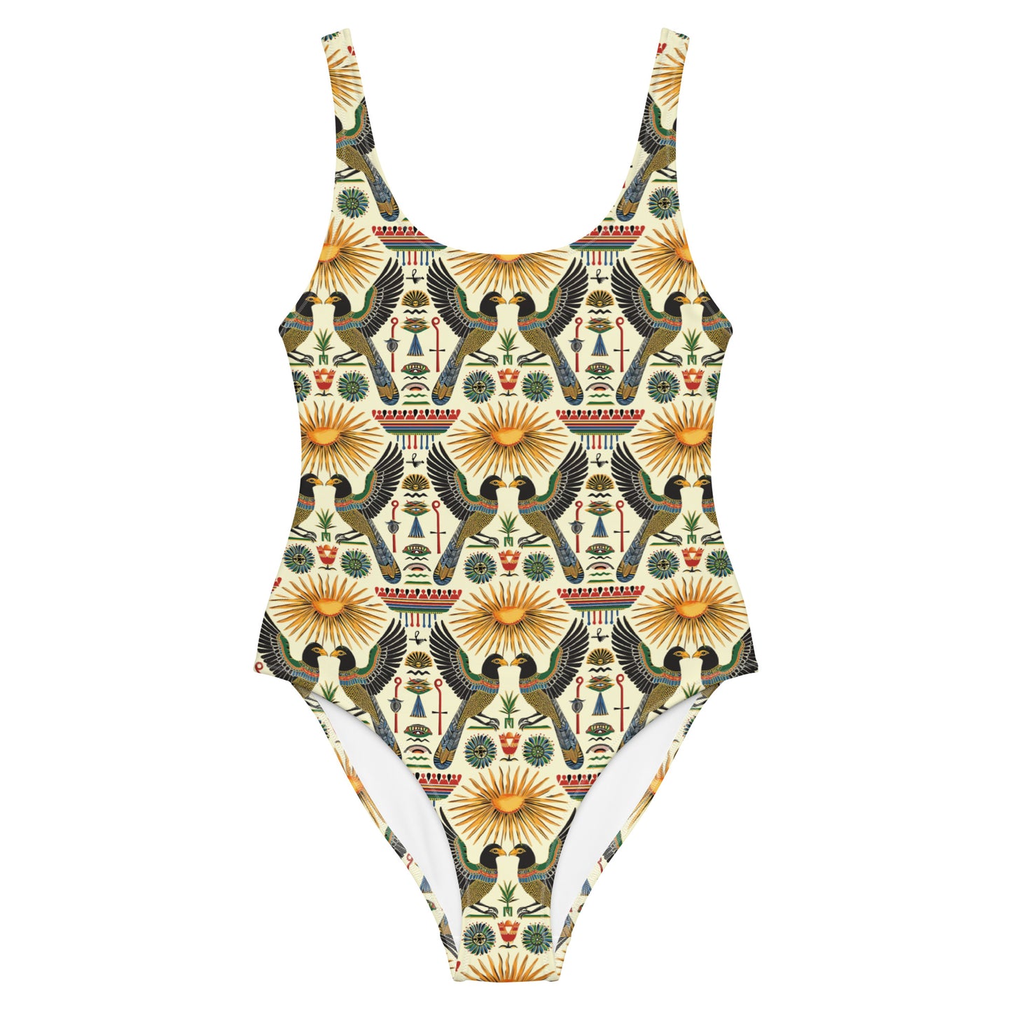 Egyptian Gemini Birds Print One-Piece Swimsuit