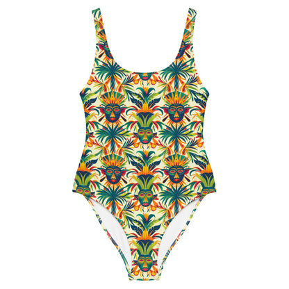 Brazil Carnival Mask Print One-Piece Swimsuit