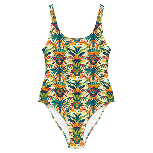 Brazil Carnival Mask Print One-Piece Swimsuit