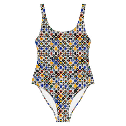 Moroccan Multicolors Mosaic Print One-Piece Swimsuit